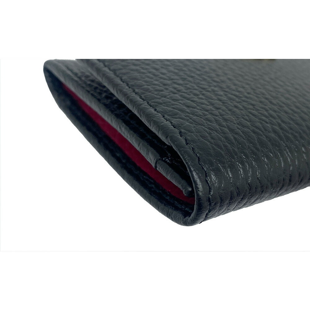 GUCCI GG Marmont Double Leather Card Case Wallet Black Red - Picture 7 of 8